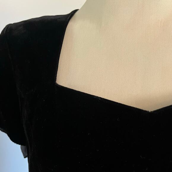 Vtg Y2K 2000s Black Velvet Sweetheart Neckline Dress 14 Whimsygoth Fairy Grunge - Picture 3 of 8